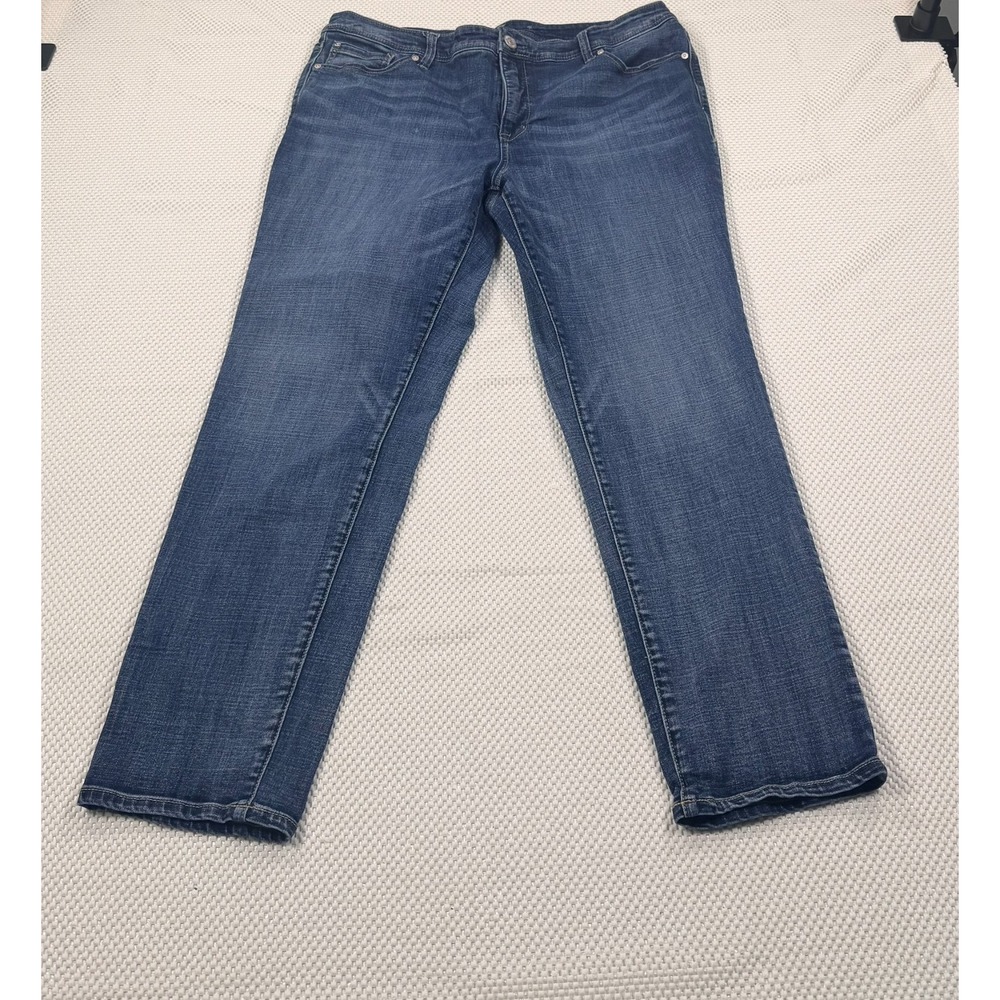 Seven7 Jeans Women's Plus Size 20 Dark Indigo Blue Stretch Straight Leg Denim